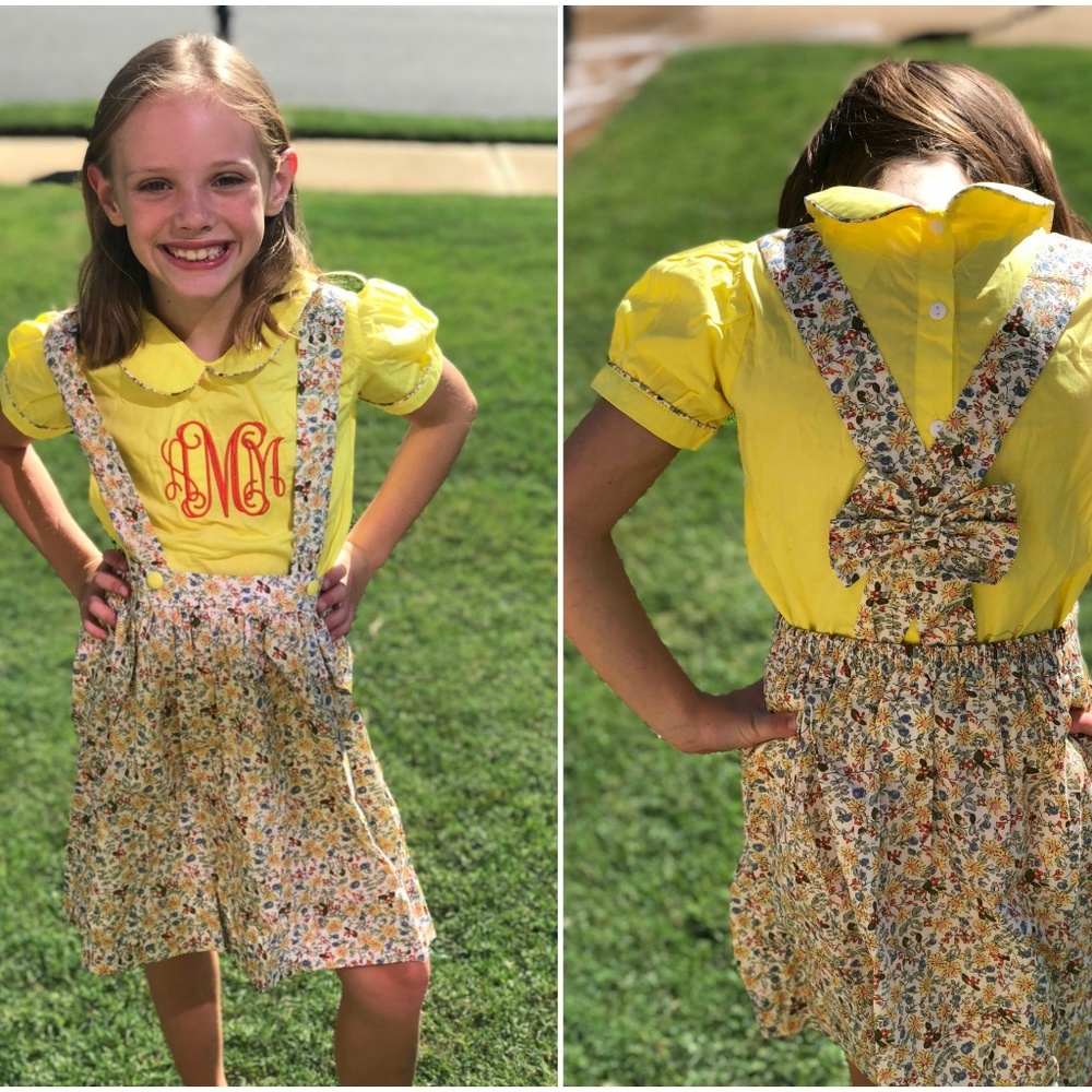 Fall Floral Jumper with Yellow Collared Shirt